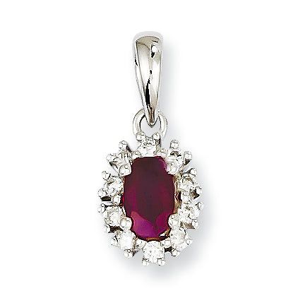 0.5 Carat 14K White Gold Diamond & Ruby Pendant