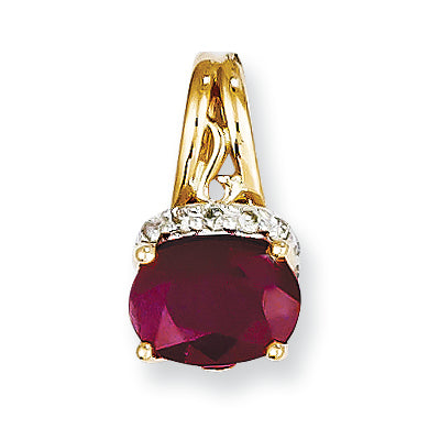1.1 Carat 14K Gold Diamond & Ruby Pendant
