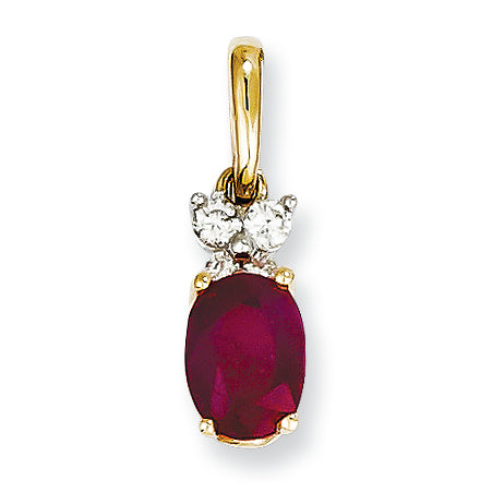 1.1 Carat 14K Gold Diamond & Ruby Pendant