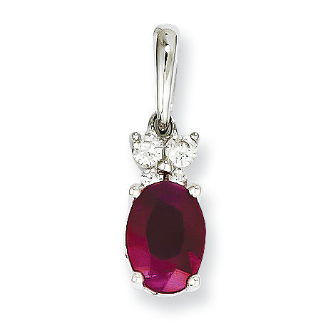 1.1 Carat 14K White Gold Diamond & Ruby Pendant