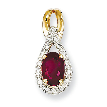 0.8 Carat 14K Gold Diamond & Ruby Pendant