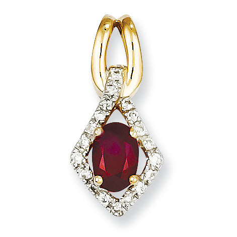 0.8 Carat 14K Gold Diamond & Ruby Pendant