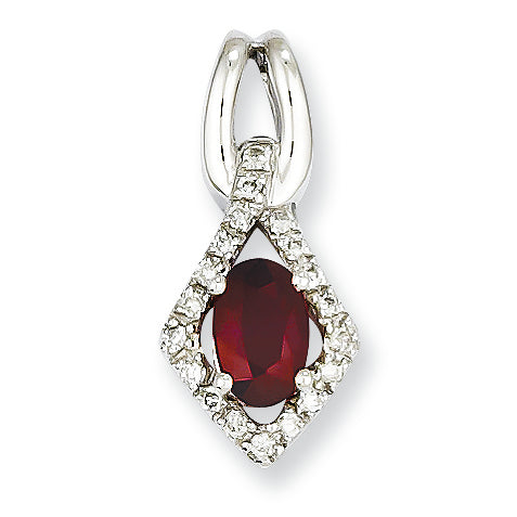 0.8 Carat 14K White Gold Diamond & Ruby Pendant
