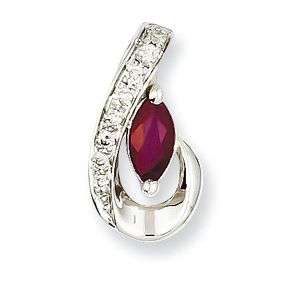 0.4 Carat 14K White Gold Diamond & Ruby Pendant