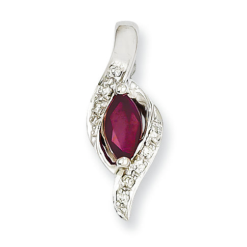 0.3 Carat 14K White Gold Diamond & Ruby Pendant