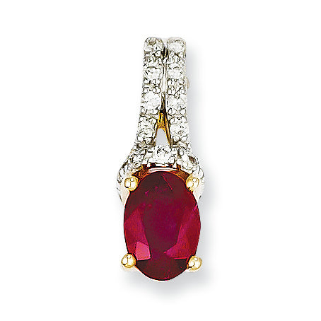 1.1 Carat 14K Gold Diamond & Ruby Pendant