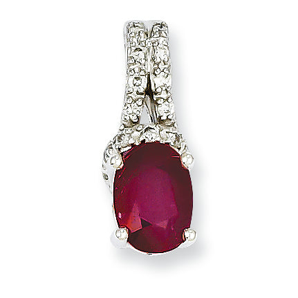 1.1 Carat 14K White Gold Diamond & Ruby Pendant
