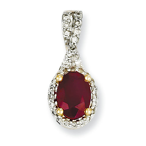 1.1 Carat 14K Gold Diamond & Ruby Pendant