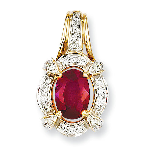1.2 Carat 14K Gold Diamond & Ruby Pendant