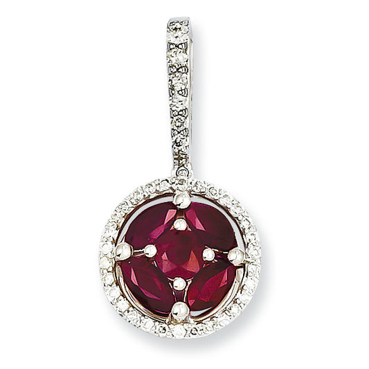 1.3 Carat 14K White Gold Diamond & Ruby Pendant