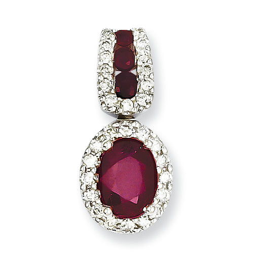 1.4 Carat 14K White Gold Diamond & Ruby Pendant