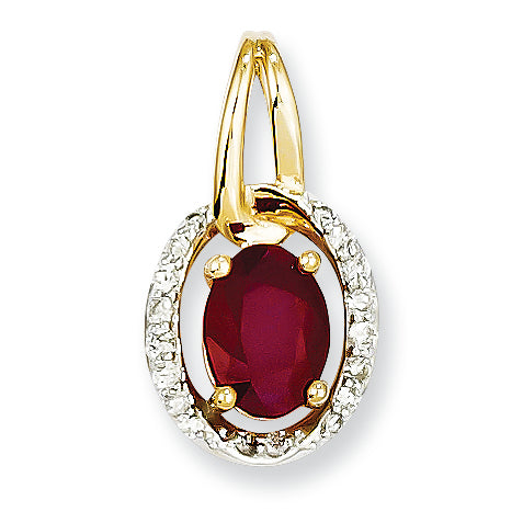 1.1 Carat 14K Gold Diamond & Ruby Pendant