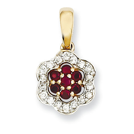 0.3 Carat 14K Gold Diamond & Ruby Pendant