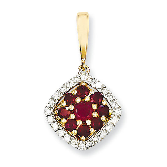 0.9 Carat 14K Gold Diamond & Ruby Pendant