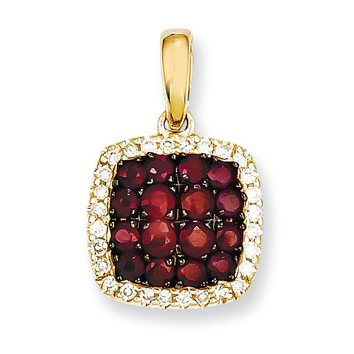 0.9 Carat 14K Gold Diamond & Ruby Pendant