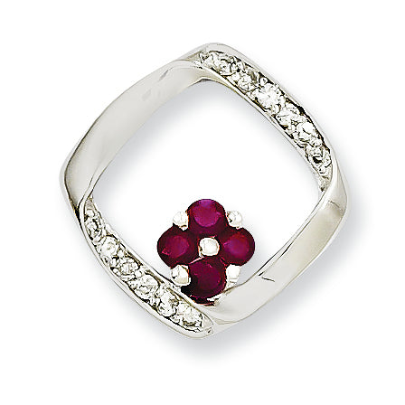 0.3 Carat 14K White Gold Diamond & Ruby Pendant