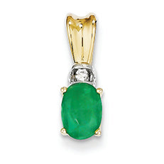 1 Carat 14K Gold Diamond & Emerald Pendant