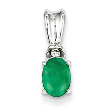 1 Carat 14K White Gold Diamond & Emerald Pendant