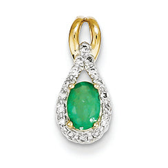 0.6 Carat 14K Gold Diamond & Emerald Pendant