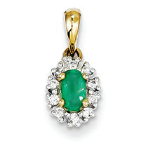 0.4 Carat 14K Gold Diamond & Emerald Pendant
