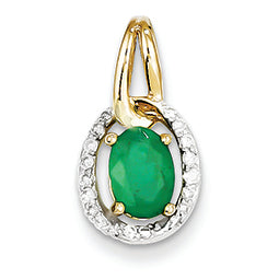 1 Carat 14K Gold Diamond & Emerald Pendant