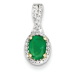 1 Carat 14K Gold Diamond & Emerald Pendant