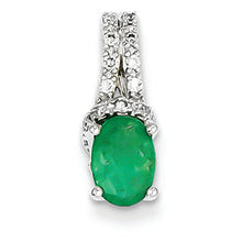 1 Carat 14K White Gold Diamond & Emerald Pendant