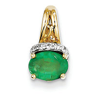 1 Carat 14K Gold Diamond & Emerald Pendant