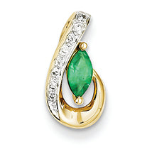 0.4 Carat 14K Gold Diamond & Emerald Pendant
