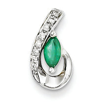 0.4 Carat 14K White Gold Diamond & Emerald Pendant