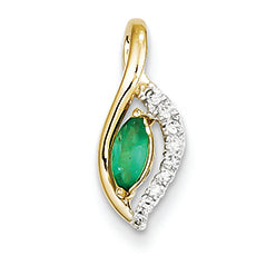 0.4 Carat 14K Gold Diamond & Emerald Pendant