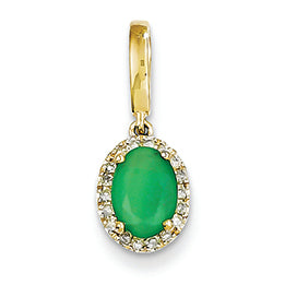 0.9 Carat 14K Gold Diamond and Emerald Pendant