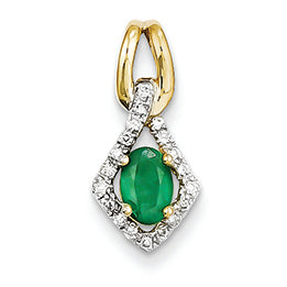 0.6 Carat 14K Gold Diamond & Emerald Pendant