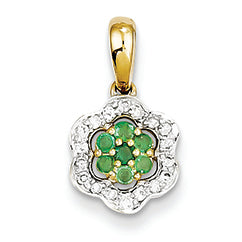 0.3 Carat 14K Gold Diamond & Emerald Pendant