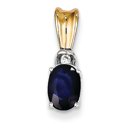 1.2 Carat 14K Gold Two-tone Diamond & Sapphire Pendant
