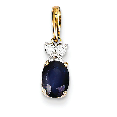 1.2 Carat 14K Gold Two-tone Diamond & Sapphire Pendant