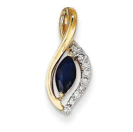 0.5 Carat 14K Gold Diamond & Sapphire Pendant