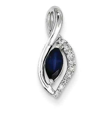 0.5 Carat 14K White Gold Diamond & Sapphire Pendant