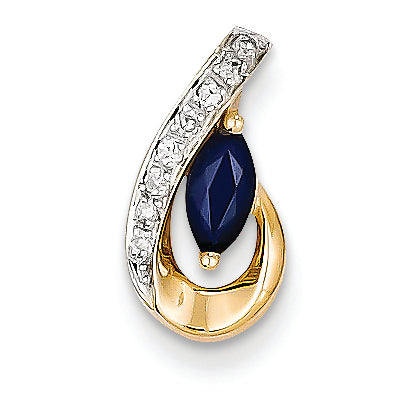 0.5 Carat 14K Gold Diamond & Sapphire Pendant