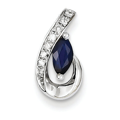 0.5 Carat 14K White Gold Diamond & Sapphire Pendant Slide