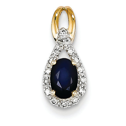 0.8 Carat 14K Gold Diamond & Sapphire Pendant