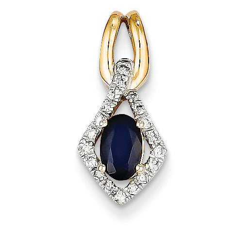 0.8 Carat 14K Gold Diamond & Sapphire Pendant