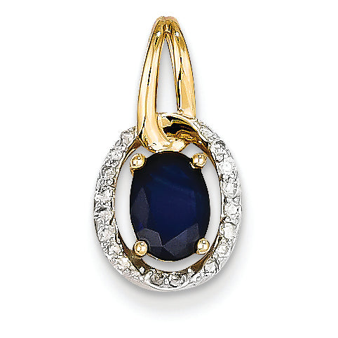 1.2 Carat 14K Gold Diamond & Sapphire Pendant