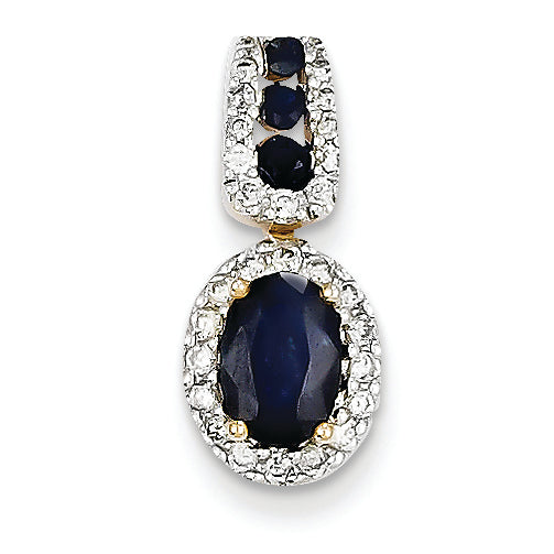 0.5 Carat 14K Gold Diamond & Sapphire Pendant