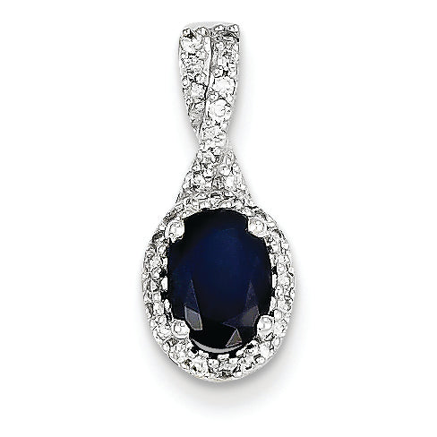 1.2 Carat 14K White Gold Diamond & Sapphire Pendant