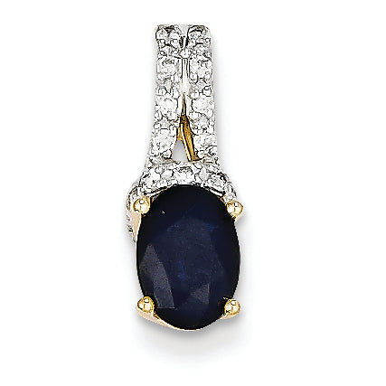 1.2 Carat 14K Gold Diamond & Sapphire Pendant