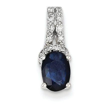 1.2 Carat 14K White Gold Diamond & Sapphire Pendant