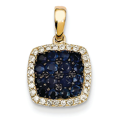 0.9 Carat 14K Gold Diamond & Sapphire Pendant