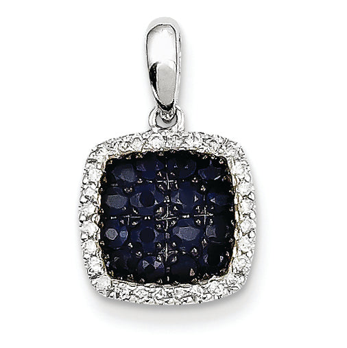 0.9 Carat 14K White Gold Diamond & Sapphire Pendant