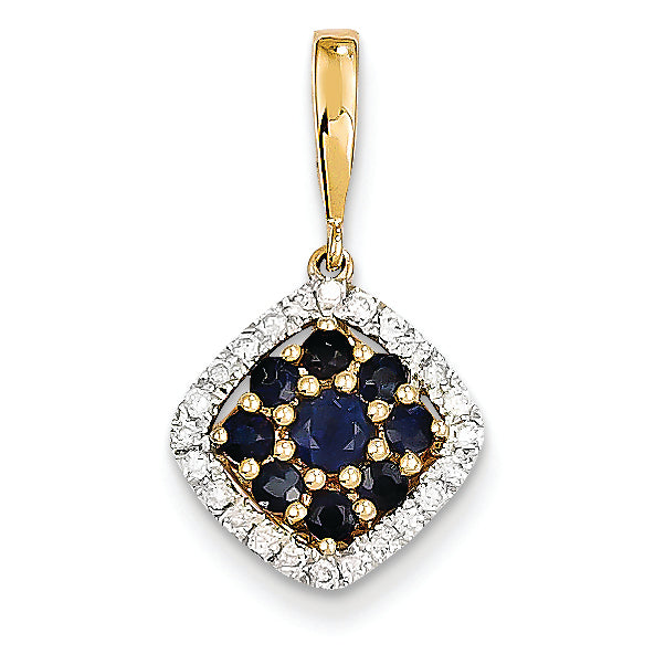 0.9 Carat 14K Gold Diamond & Sapphire Pendant